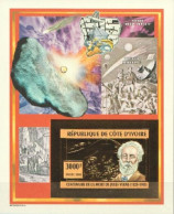 Ivory Coast 2005, Jules Verne, Space, Meteors, BF IMPERFORATED GOLD - Côte D'Ivoire (1960-...)