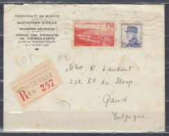 Aangetekende Brief Van Monaco Principaute Naar Gand - Cartas & Documentos