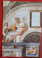 VATICANO VATIKAN VATICAN 1991 LUNETTA AZOR CAPPELLA SISTINA SISTINE CHAPEL MAXIMUM CARD - Cartas & Documentos