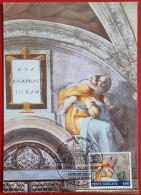 VATICANO VATIKAN VATICAN 1991 LUNETTA ASA CAPPELLA SISTINA SISTINE CHAPEL MAXIMUM CARD - Lettres & Documents