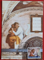 VATICANO VATIKAN VATICAN 1991 LUNETTA ZOROBABEL CAPPELLA SISTINA SISTINE CHAPEL MAXIMUM CARD - Storia Postale