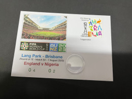 8-8-2023 (1 T 44) FIFA Women's Football World Cup Match 54 (stamp + $ 1.00 Coin) England (0-4) V Nigeria (0-2) - Dollar