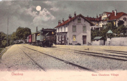 SUISSE CHEXBRES GARE CHEXBRES VILLAGE   TRES BELLE ANIMATION REIMPRESSION DE CARTE ANCIENNE COLLECTION E.B. 1970 - Chexbres