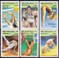 NICARAGUA -  BARCELONA 92 - SPORT - GIMNASTIC WATER POLO ATHLETIC  - **MNH - 1989 - Weightlifting
