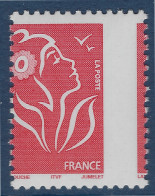 Marianne Lamouche 3734**  TVP Rouge Variété De Piquage Décalé Lateralement (bien Plus Rare !!) TTB Signé Calves - Unused Stamps