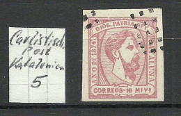 KATALONIA Cataluna 1874 Michel 5 Don Carlos O Mute Cancel RARE ! - Carlists