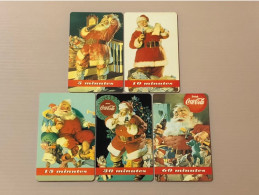 Mint USA UNITED STATES America Prepaid Telecard Phonecard, COCA COLA CHRISTMAS SANTA SAMPLE CARD, Set Of 5 Mint Cards - Verzamelingen