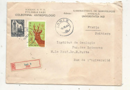 Lettre, ROUMANIE, R.P. ROMINA, IASI 9, Recommandé , R , Academia R.P.R., Filiala IASI, Colectivul Antropologic, 1964 - Marcofilia