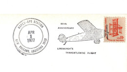 (R19e) USA - Hopex - APS Station - Lindbergh's Transatlantic Flight - 50 Th Anniversary - New Orleans - Louisiana  1977. - 3c. 1961-... Covers
