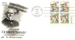 (R19d) USA FDI - Honoring Engineer Aviation Pioneer Octave Chanute - 21c Airmail Stamp - Chanute KS 1979. - 3c. 1961-... Briefe U. Dokumente