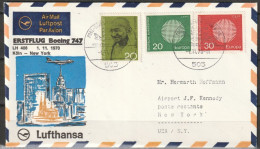 BRD Flugpost / Erstflug LH 408 Boeing 747 Köln - New York 1.11.1970 Ankunftstempel 1.11.70 ( FP 31) - Premiers Vols