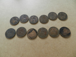 Lot  De  12 Monnaies  One  Penny  1901- 1907- 1912 -1914 -1917 -1919 -1920- 1921 -1929 -1936- 1938- 1947 - Vrac - Monnaies