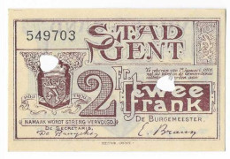 Noodgeld 2 Fr Stad Gent - Perfecte Staat - 1-2 Francs