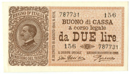 2 LIRE BUONO DI CASSA EFFIGE VITTORIO EMANUELE III 14/03/1920 FDS-/FDS - Regno D'Italia - Altri