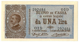 1 LIRA BUONO DI CASSA EFFIGE VITTORIO EMANUELE III 02/09/1914 FDS-/FDS - Regno D'Italia - Altri