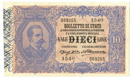 10 LIRE BIGLIETTO DI STATO EFFIGE UMBERTO I 13/01/1911 SUP - Otros