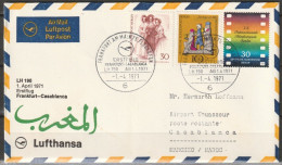 BRD Flugpost / Erstflug LH 190 Boeing 727 Frankfurt - Casablanca 1.4.1971 Ankunftstempel 1.4.1971  ( FP 40) - First Flight Covers