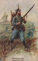 LEON HINGRE ILLUSTRATEUR GUERRE DE 1914 INFANTERIE DE LIGNE TENUE BLEUE AZUR CPA BON ETAT - Uniformes