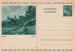 Bohême Et Moravie Entier Postal Illustré Trosky - Briefe U. Dokumente