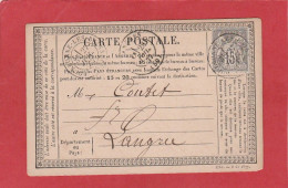 Carte Postale - 15C Type Sage - Haute Marne Bourbonne Les Bains Vers Langres 1877 - Cartes Précurseurs