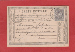 Carte Postale - 15C Type Sage - Seine Et Marne - Tournan Vers Paris 1877 - Cartes Précurseurs