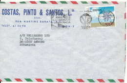 Portugal Air Mail Cover Sent To Denmark Lisboa 21-6-1977 (the Cover Is Cut In The Left Side) - Briefe U. Dokumente