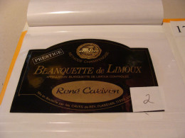 Etiquette De Vin Jamais Collée Wine Label  Weinetikett  1 Etiquettes Languedoc Roussillon Blanquette De Limoux Cariven - Languedoc-Roussillon