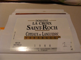 Etiquette De Vin Jamais Collée Wine Label  Weinetikett 1 Etiquettes Languedoc Roussillon Coteaux La Croix St Roch 1988 - Languedoc-Roussillon