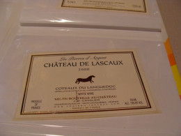 Etiquette De Vin Jamais Collée Wine Label  Weinetikett 1 Etiquettes Languedoc Roussillon Coteaux Chateau De Lascaux 2000 - Languedoc-Roussillon