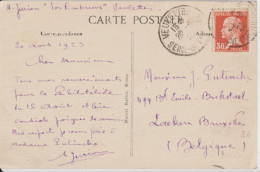 1923 - PASTEUR YT 173 SEUL Sur CP De VEULETTES (SEINE INFERIEURE) => LAEKEN (BELGIQUE) - 1922-26 Pasteur
