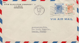 HONG KONG 1953  AIRMAIL LETTER SENT FROM HONG KONG TO BEZONS - Storia Postale