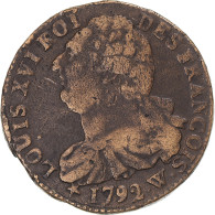 Monnaie, France, Louis XVI, 2 Sols François, 1792, Lille, TB+, Cuivre - Other & Unclassified