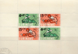Spiel Vor Het Kind 1965 Suriname Block 4 O 2€ Mädchen Mit Buch Schildkröte Tiger M/s Hoja Bloc Girl Ss Sheet Bf Children - Gebraucht