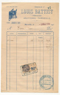 FRANCE - Marseille - Facture Louis Battist - Chevillard - Abattoirs Marseille - Fiscal Type Daussy 50c - 1931 - Covers & Documents