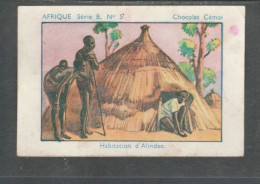 Chromo Afrique Occidentale Habitation D'Alindao Chocolat CEMOI  Bien 75 X 50 Mm  Colonies Françaises - Sonstige & Ohne Zuordnung
