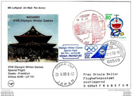 T1-60 - Enveloppe  Vol Spécial Lufthansa Osaka-Frankfurt - Inverno1998: Nagano