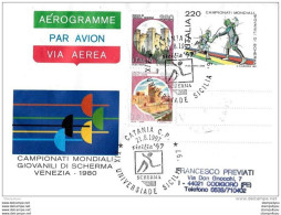 48-6 - Entier Postal Italien Avec Oblit Spéciale De Catania 1997 Thème Escrime - Fencing