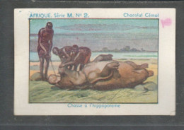 Chromo Afrique Occidentale Chasse à L'hippopotame Chocolat CEMOI  Bien 75 X 50 Mm  Colonies Françaises - Autres & Non Classés