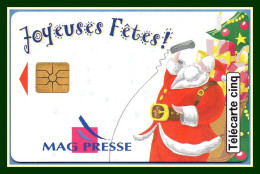 Télécarte France 5 U Neuve Mag Presse Joyeuses Fêtes Père Noël 10/96 17000 Ex (R) Mint - 5 Unidades