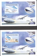 Ivory Coast 2005, Zeppelin, Concorde, 2BF IMPERFORATED - Côte D'Ivoire (1960-...)