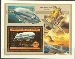 Ivory Coast 2005, Zeppelin, Concorde, Space, BF GOLD - Côte D'Ivoire (1960-...)