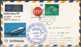 BRD Flugpost / Erstflug LH 180 Boeing 747  Frankfurt - Palm De Mallorca 6.6.1971 Ankunftstempel 6.6.1971 ( FP 57) - Primi Voli