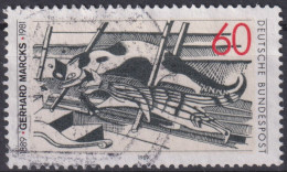 1989 BRD ° Mi:DE 1410, Yt:DE 1242, Gerhard Marcks " Katzen I. Dachboden " (Holzschnitt) - Gebraucht