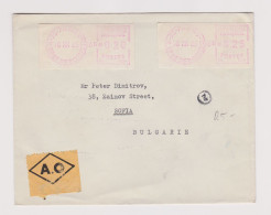 France 1965 Cover With Double Machine EMA METER Stamp, Label A.O Autre Objets, Sent Abroad To Bulgaria (66111) - Storia Postale