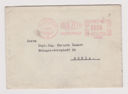 Switzerland Swiss Helvetia Cover 1935 Winterthur Machine EMA METER Stamp Cachet SULZER Sent Abroad To Bulgaria (66346) - Máquinas De Franquear