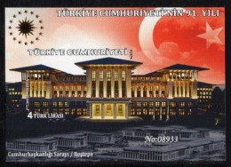 2014 TURKEY 91ST YEAR OF THE REPUBLIC OF TURKEY IMPERFORATED SOUVENIR SHEET MNH ** - Blocks & Kleinbögen