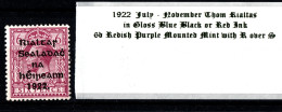 1922 Thom Rialtas, Blue Black Or Red Ink July - November 6d Redish Purple, R Over S Mounted Mint - Ongebruikt