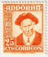 ANDORRA / ANDORRE ESPAGNOL - 1948-53 Yv.44 25c Orange - Neuf * (trace Infime) - Neufs