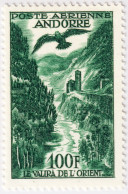 ANDORRE FRANÇAIS - 1955-57 Yv.PA2 100fr Vert - Neuf* (infime Trace) - Poste Aérienne