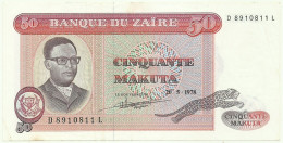 Zaïre - 50 Makuta - 20.5.1978 - Pick 16.c -  Sign. 4 - Prefix D , Sufix L - Mobutu - Zaïre